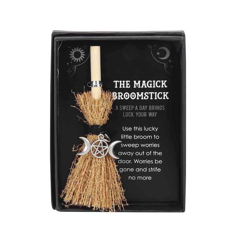 Something Different - Triple Moon Mini Magick Broomstick Ornament - Bruin/Zwart